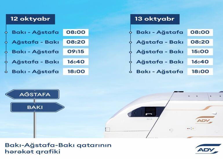 Bakı-Ağstafa-Bakı marşrutu üzrə əlavə qatar reysləri təyin edilib