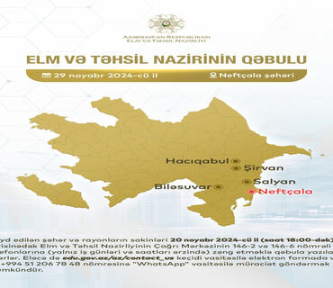 Elm və təhsil naziri Neftçalada vətəndaşları qəbul edəcək