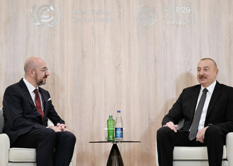 Prezident İlham Əliyev Şarl Mişellə görüşüb