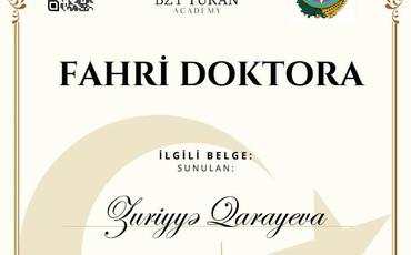 Azərbaycanlı politoloq “Fəxri Doktor” diplomu ilə təltif edilib