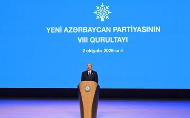 Yeni Azərbaycan Partiyasının VIII Qurultayı keçirilir, Prezident çıxış edir