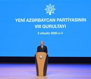Yeni Azərbaycan Partiyasının VIII Qurultayı keçirilir, Prezident çıxış edir
